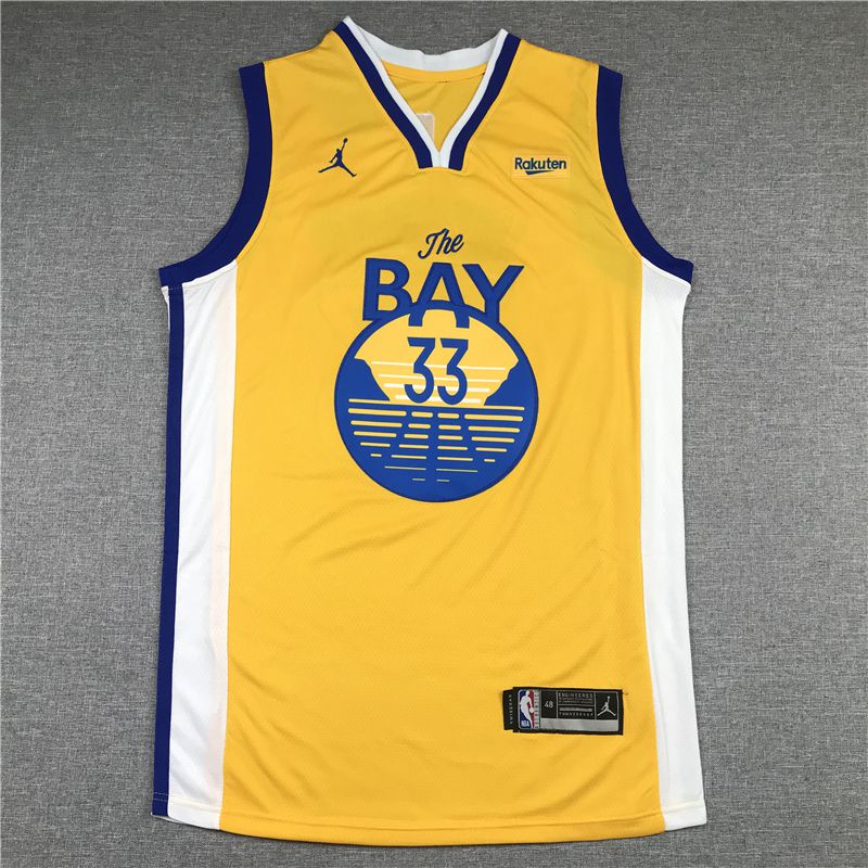 Men Golden State Warriors #33 Wiseman Yellow 2021 Game NBA Jersey